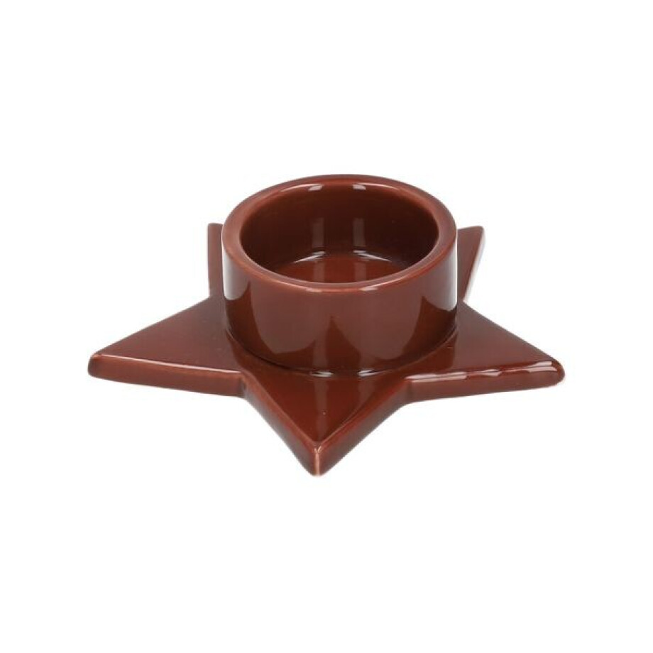 Kandelaar voor adventskaars, porselein, ster, roodbruin Kandelaar voor adventskaars, porselein, ster, roodbruin afbeelding 1