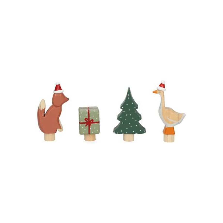 Stekers voor jaarring, hout, kerstmis, set van 4 Stekers voor jaarring, hout, kerstmis, set van 4 afbeelding 1
