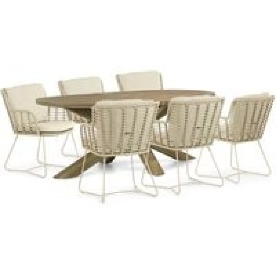 4 Seasons Outdoor Fabrice/Boston 240 cm dining tuinset 7-delig 4 Seasons Outdoor Fabrice/Boston 240 cm dining tuinset 7-delig afbeelding 1