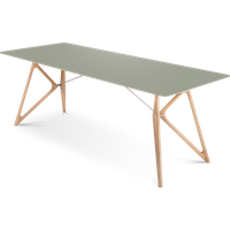 Tink table houten eettafel whitewash - met linoleum tafelblad dark olive - 200 x 90 cm afbeelding 1