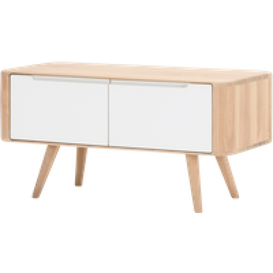 Ena storage bench houten opbergbankje whitewash - 90 x 42 cm afbeelding 1