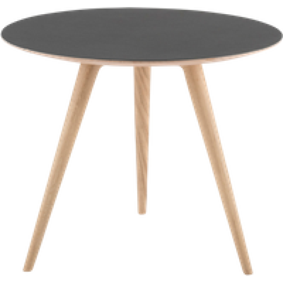 Arp side table houten bijzettafel whitewash - met linoleum tafelblad nero - Ø 55 cm afbeelding 1