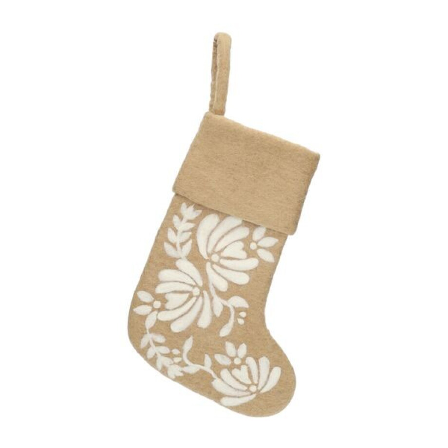 Kerstsok met takjes, vilt, zand, ca. 38 x 24 cm Kerstsok met takjes, vilt, zand, ca. 38 x 24 cm afbeelding 1