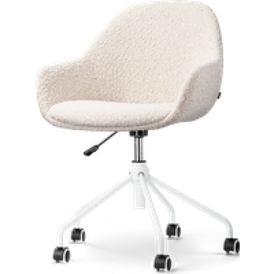 Nout-Mae bureaustoel bouclé beige - wit onderstel afbeelding 1