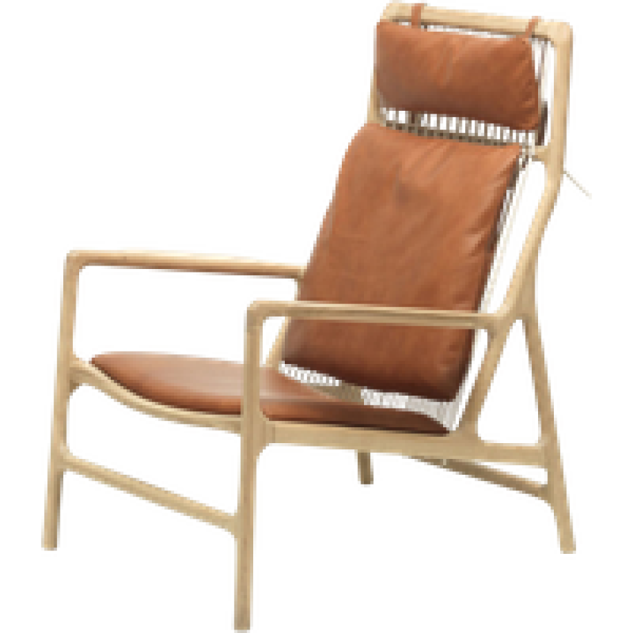 Dedo lounge chair whitewash eiken - dakar leather whisky zitting afbeelding 1