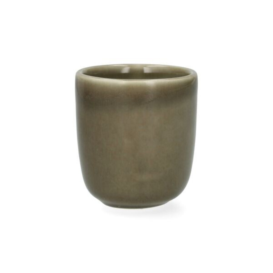 Beker, reactieve glazuur, steengoed, olijfgroen, Ø6 x 6,5 cm afbeelding 1