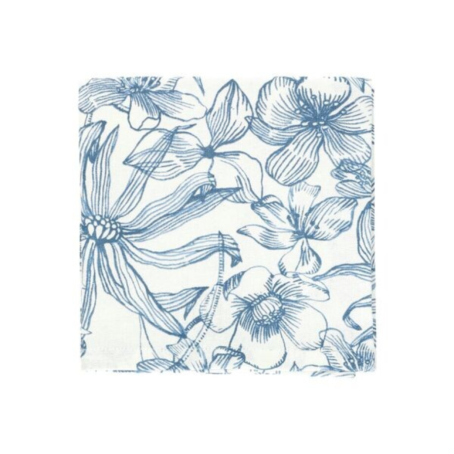 Theedoek, bio-katoen, blauwe bloemen, 50 x 70 cm Theedoek, bio-katoen, blauwe bloemen, 50 x 70 cm afbeelding 1