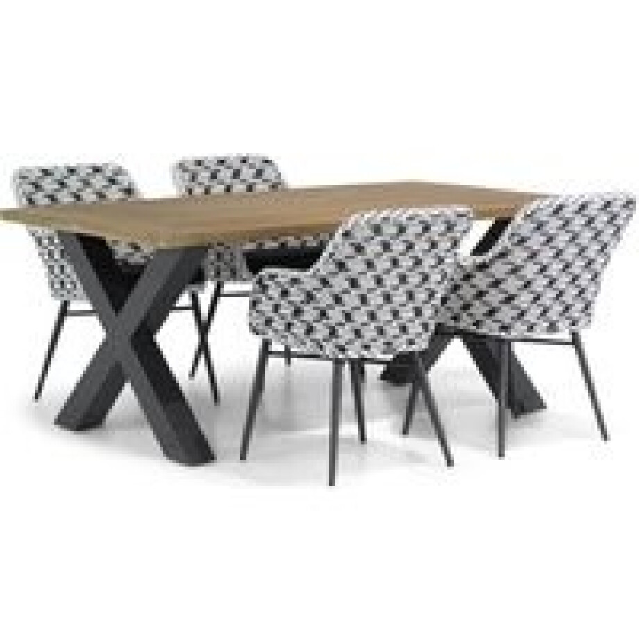 Lifestyle Crossway/Cardiff 180 cm dining tuinset 5-delig Lifestyle Crossway/Cardiff 180 cm dining tuinset 5-delig afbeelding 1