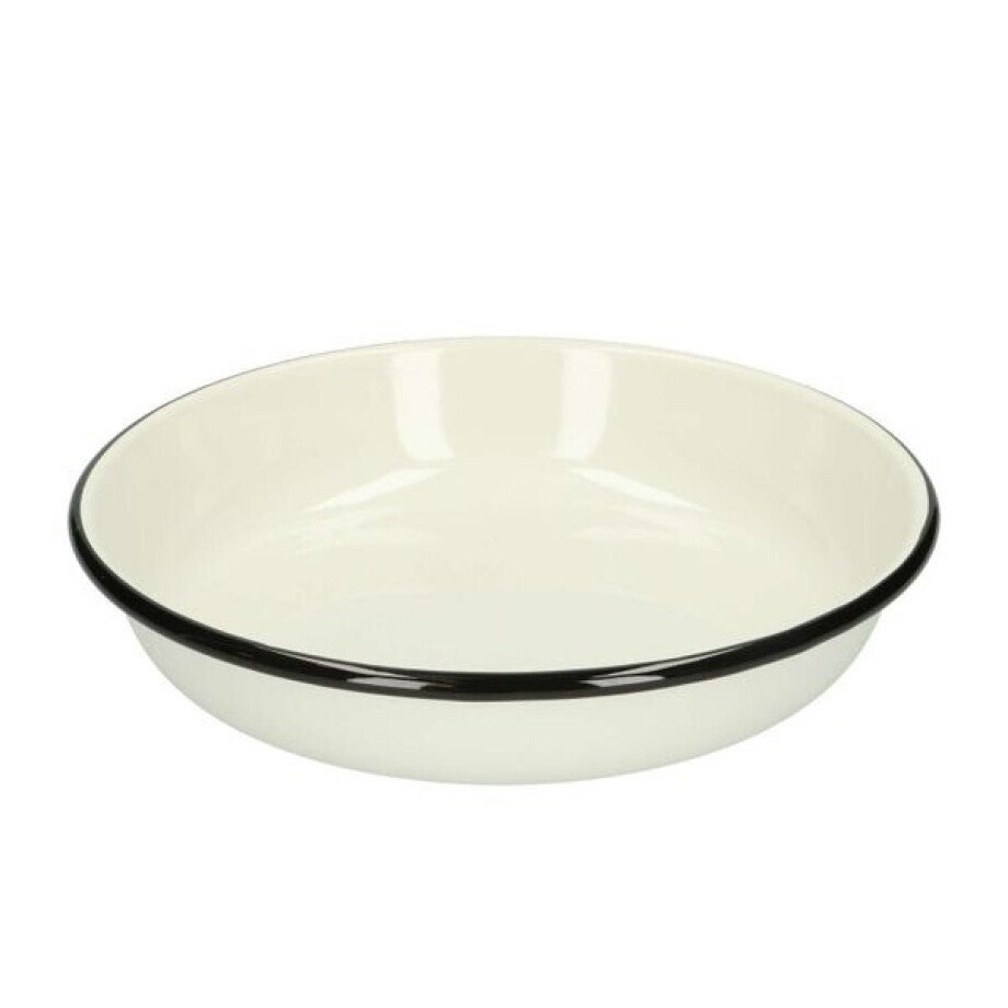 Bord pasta, emaille, zwart/wit, Ø 23 cm Bord pasta, emaille, zwart/wit, Ø 23 cm afbeelding 1