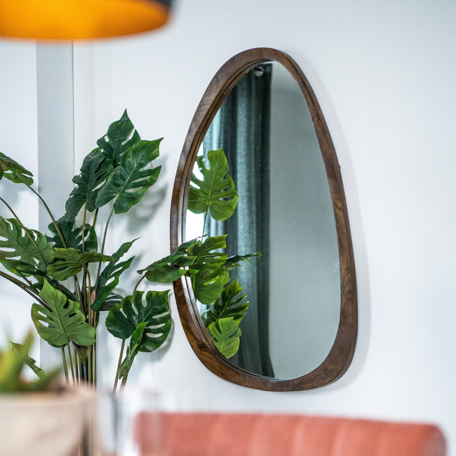 By-Boo Spiegel 'Plecto' Mangohout 120 x 70cm, Organisch, kleur Bruin afbeelding 1