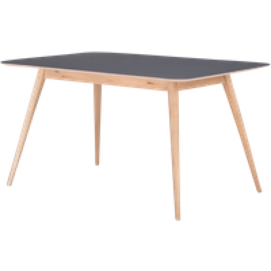 Stafa table houten eettafel whitewash - met linoleum tafelblad nero - 200 x 90 cm afbeelding 1