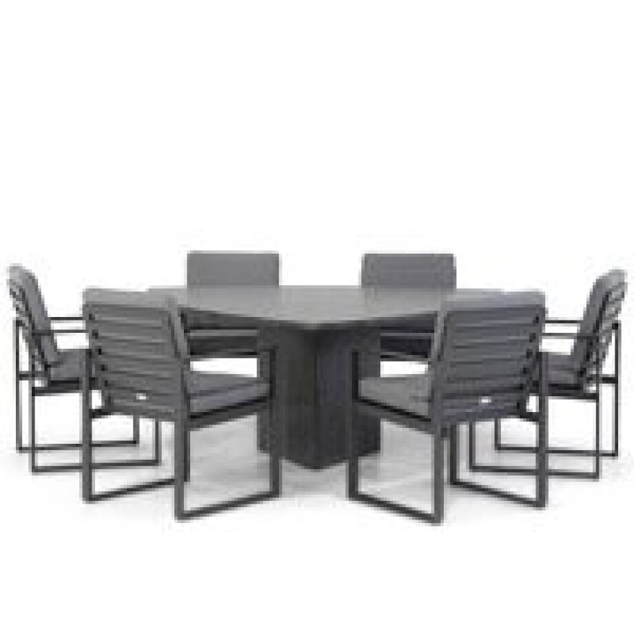 Santika Zaga/Graniet triangel 170 cm dining tuinset 7-delig afbeelding 1