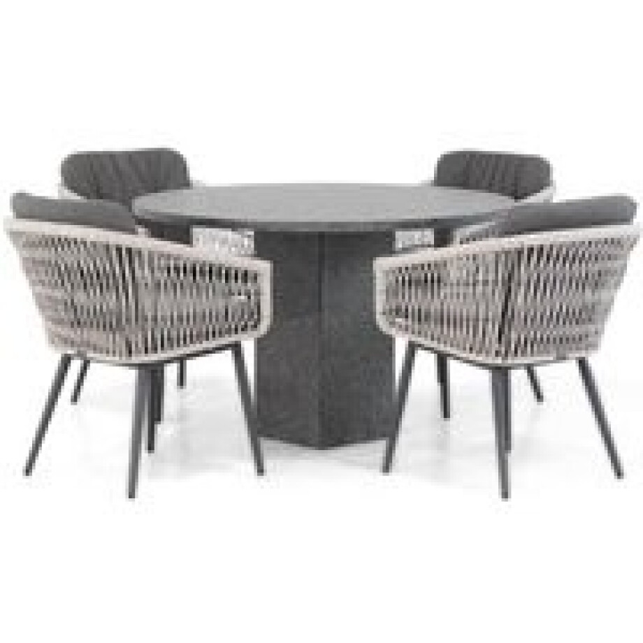 Lifestyle Western/Graniet 120 cm rond dining tuinset 5-delig afbeelding 1