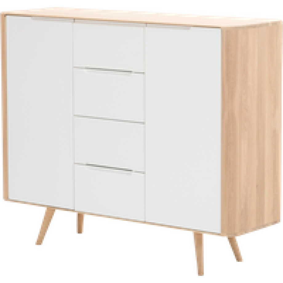 Ena dresser 135 houten ladekast whitewash - 135 x 110 cm afbeelding 1