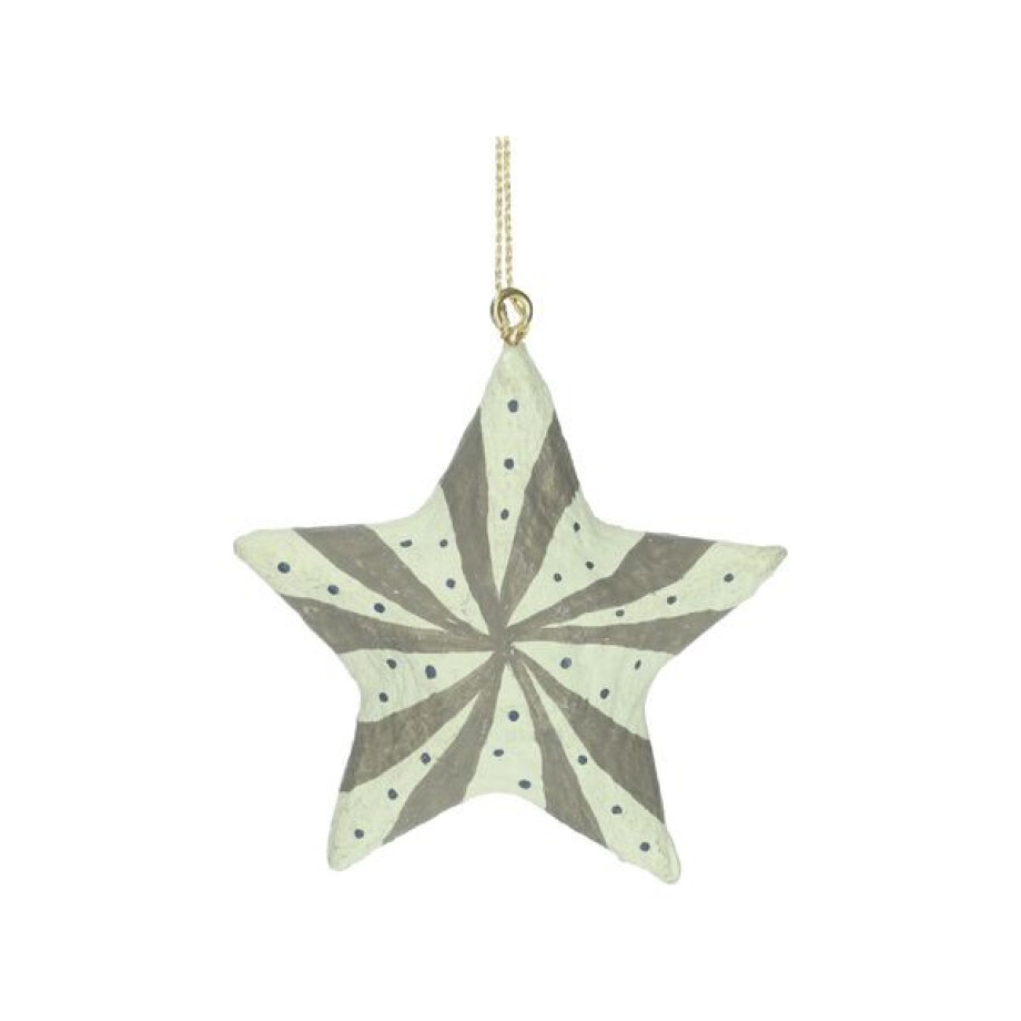 Kersthanger ster, katoen maché, groen, 7,5 cm afbeelding 1