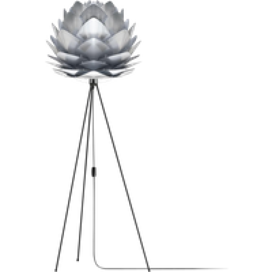 Silvia Medium vloerlamp brushed steel - met tripod zwart - Ø 50 cm afbeelding 