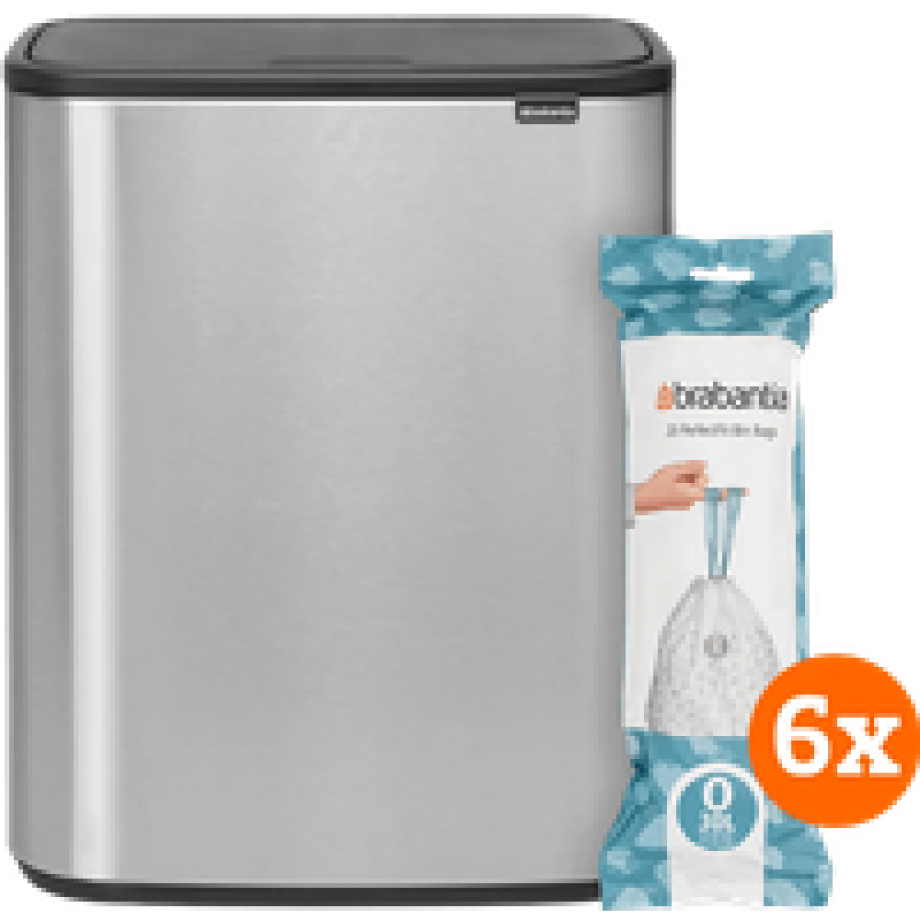 Brabantia Bo Touch Bin 2 x 30 Liter Rvs Fingerprint Proof + Vuilniszakken (120 stuks) afbeelding 