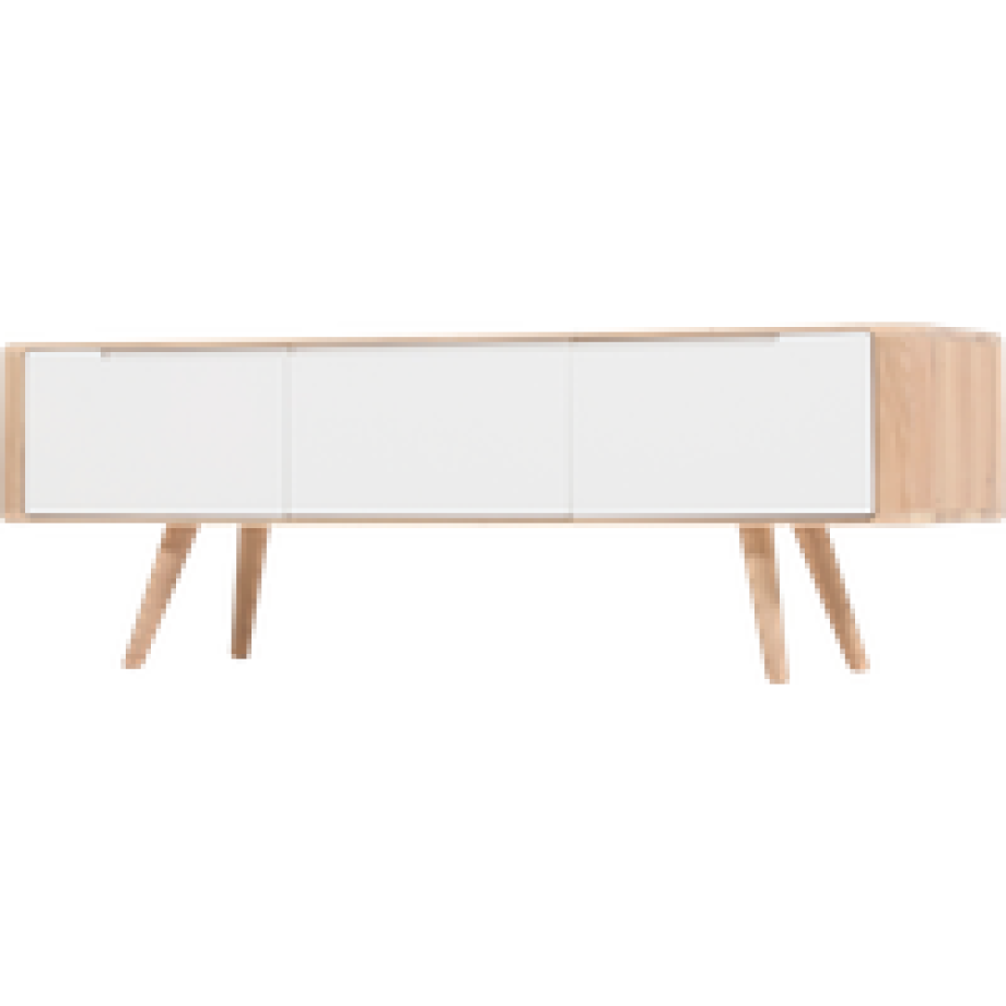 Ena lowboard houten tv meubel whitewash - 135 x 42 cm afbeelding 1