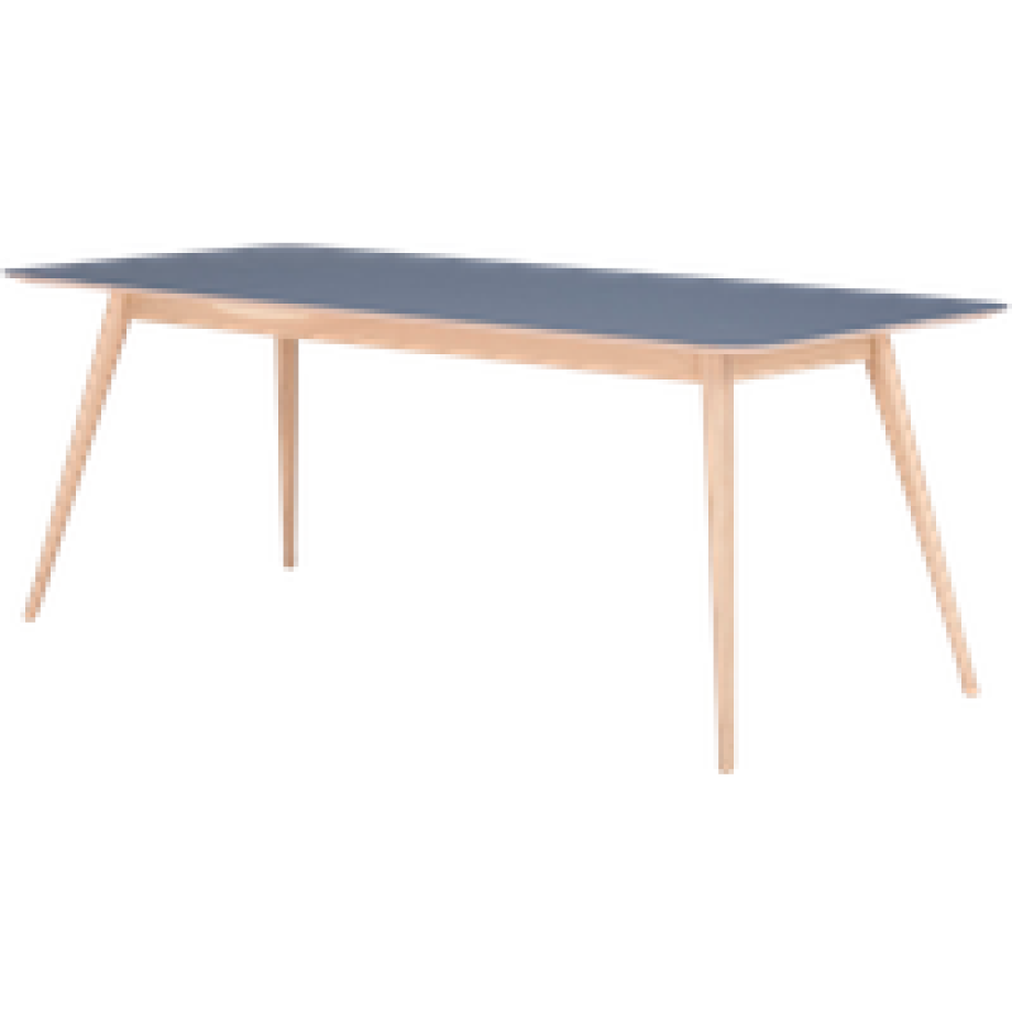 Stafa table houten eettafel whitewash - met linoleum tafelblad smokey blue - 180 x 90 cm afbeelding 1