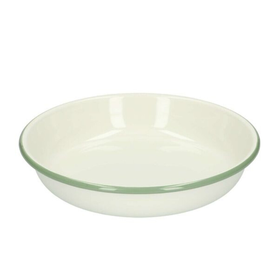 Bord pasta, emaille, groengrijs/wit, Ø 23 cm Bord pasta, emaille, groengrijs/wit, Ø 23 cm afbeelding 1