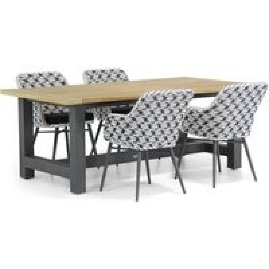 Lifestyle Crossway/San Francisco 200 cm dining tuinset 5-delig Lifestyle Crossway/San Francisco 200 cm dining tuinset 5-delig afbeelding 1