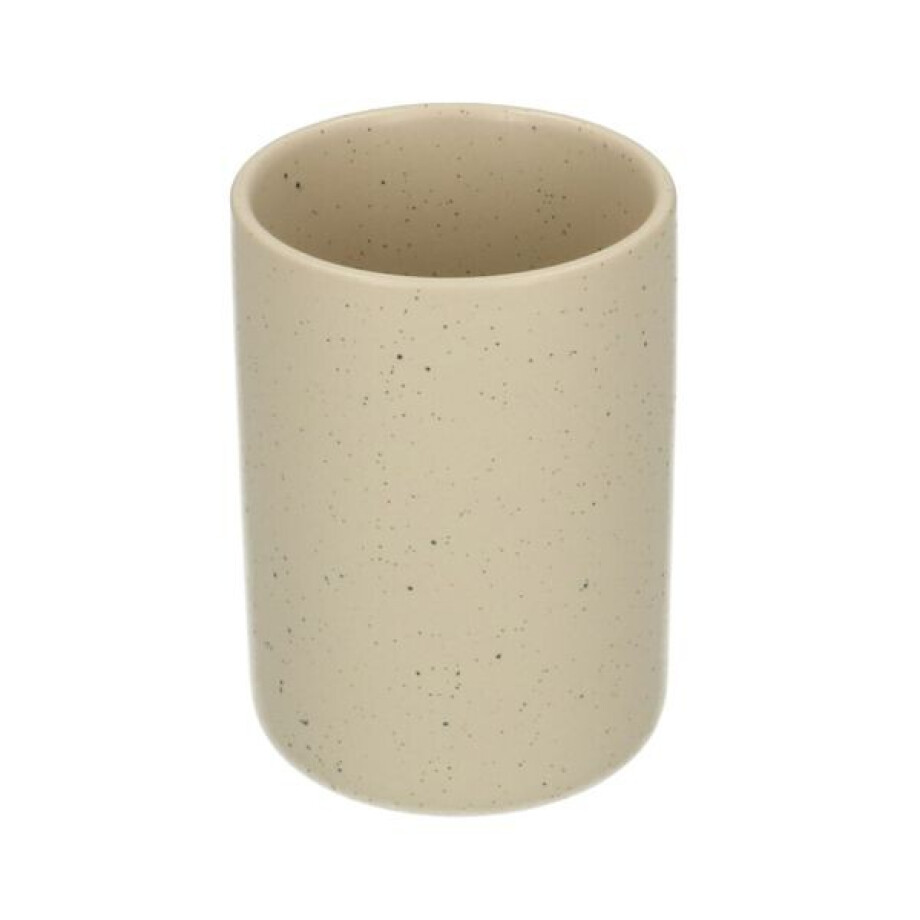 Tandenborstelbeker, beige spikkel, keramiek afbeelding 1