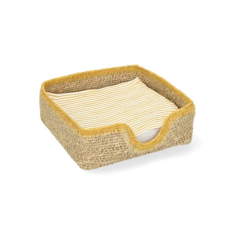 Servethouder, zeegras, geel, 17 cm x 17 cm Servethouder, zeegras, geel, 17 cm x 17 cm afbeelding 1