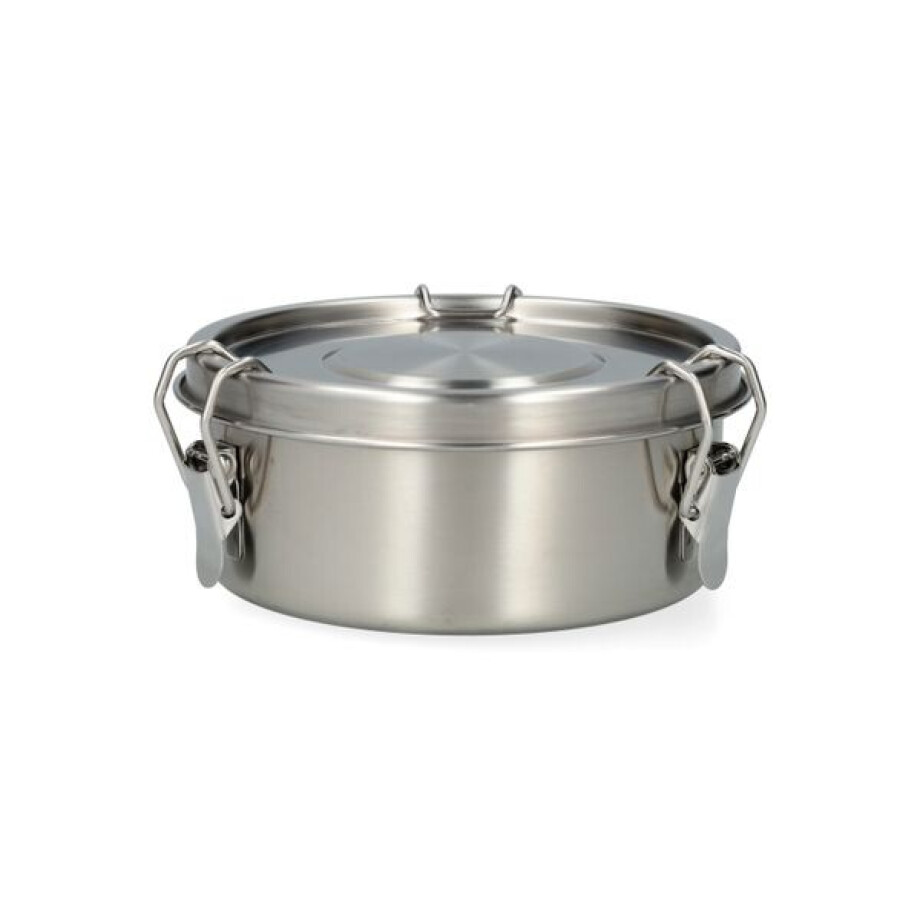 Lunchbox met siliconen ring, RVS, rond, Ø14 cm, 500 ml Lunchbox met siliconen ring, RVS, rond, Ø14 cm, 500 ml afbeelding