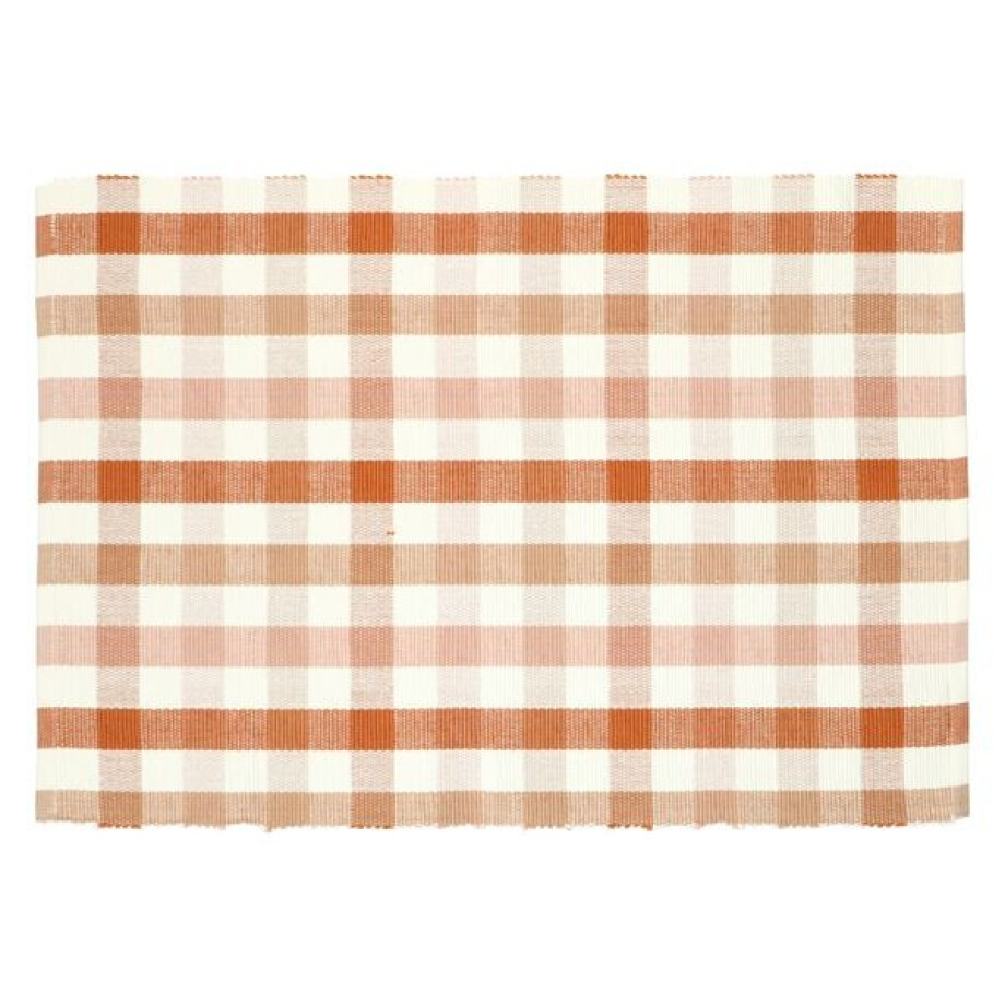 Placemat geribbeld, GOTS bio-katoen, roze, geruit, 35 x 50 cm afbeelding 1