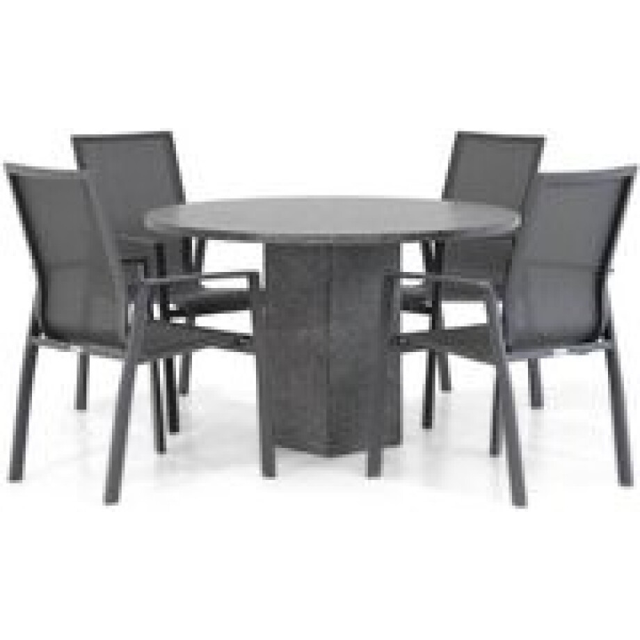 Lifestyle Ultimate/Graniet 120 cm rond dining tuinset 5-delig afbeelding 1