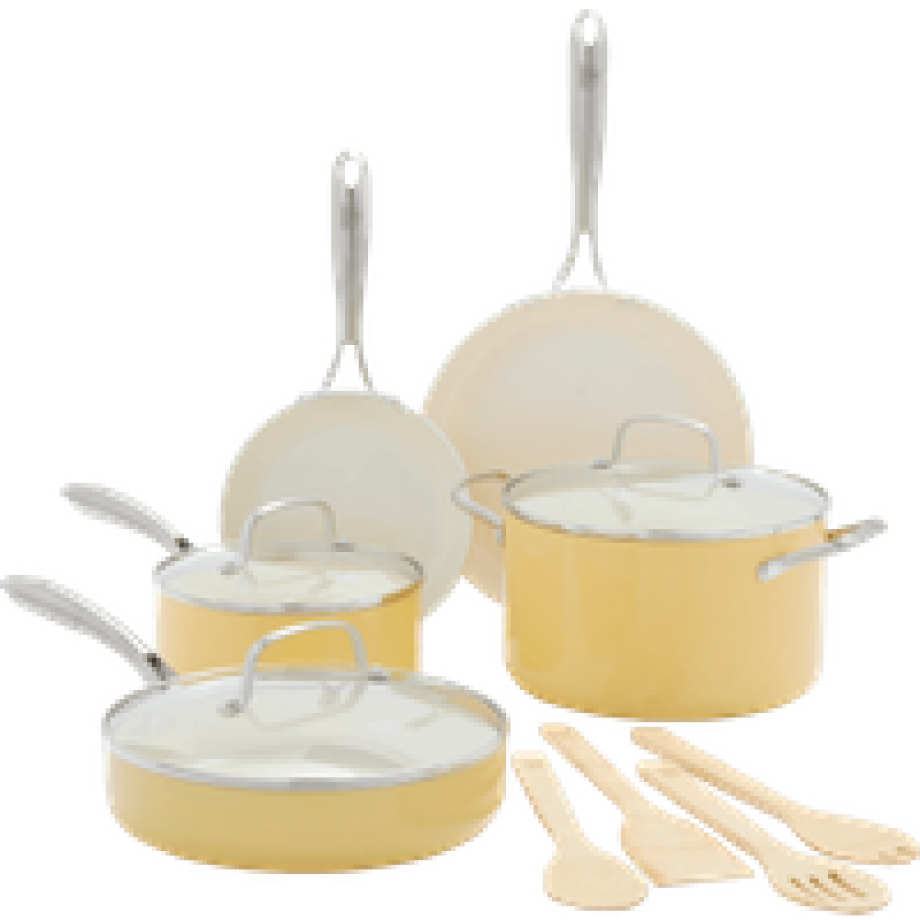 GreenLife Artisan Pannenset 12-delig Geel GreenLife Artisan Pannenset 12-delig Geel afbeelding