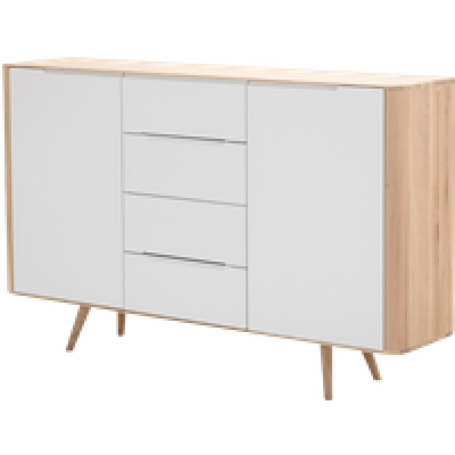 Ena dresser 180 houten ladekast whitewash - 180 x 110 cm afbeelding 1