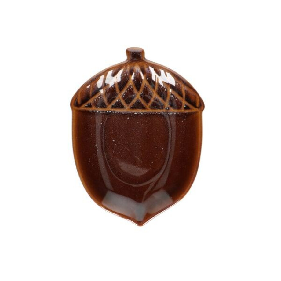 Schaal eikel, steengoed, bruin, 15 x 11.5 x 1.8 cm afbeelding 1