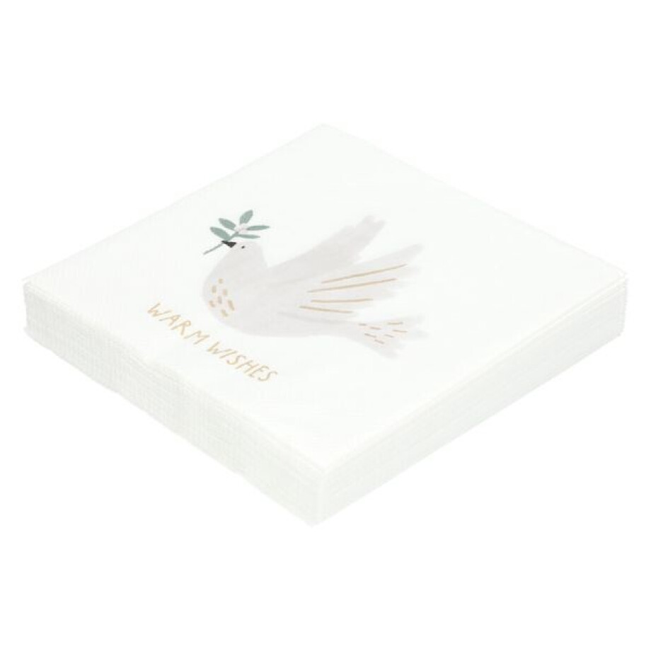 Servetten, vredesduif, papier, 20 stuks, 33 x 33 cm Servetten, vredesduif, papier, 20 stuks, 33 x 33 cm afbeelding 1