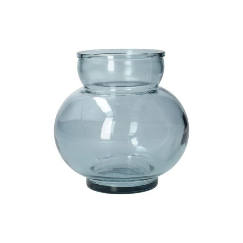 Bolvormige vaas, gerecycled glas, blauw, Ø14,2 cm Bolvormige vaas, gerecycled glas, blauw, Ø14,2 cm afbeelding 1