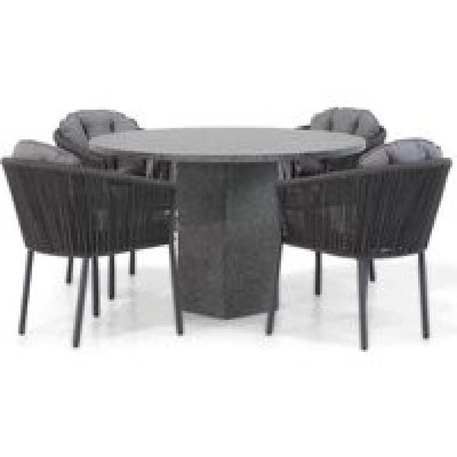 Santika Novita/Graniet 120 cm rond dining tuinset 5-delig Santika Novita/Graniet 120 cm rond dining tuinset 5-delig afbeelding 1