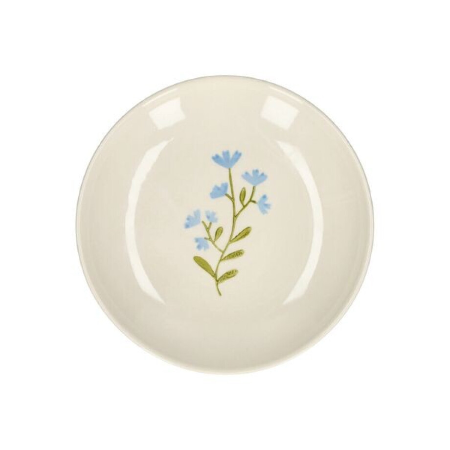 Gebaksbordje, steengoed, blauwe bloem, Ø 16 cm afbeelding 1