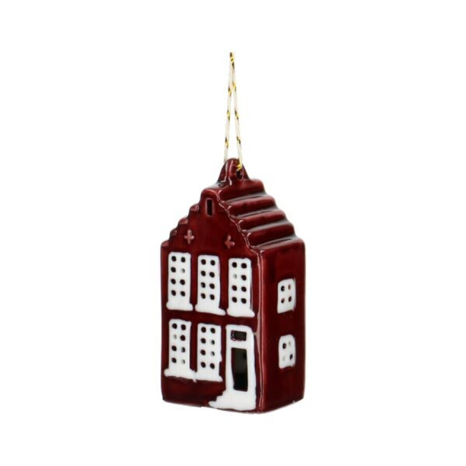 Hanger, huisje, porselein, rood, 7 cm afbeelding 1