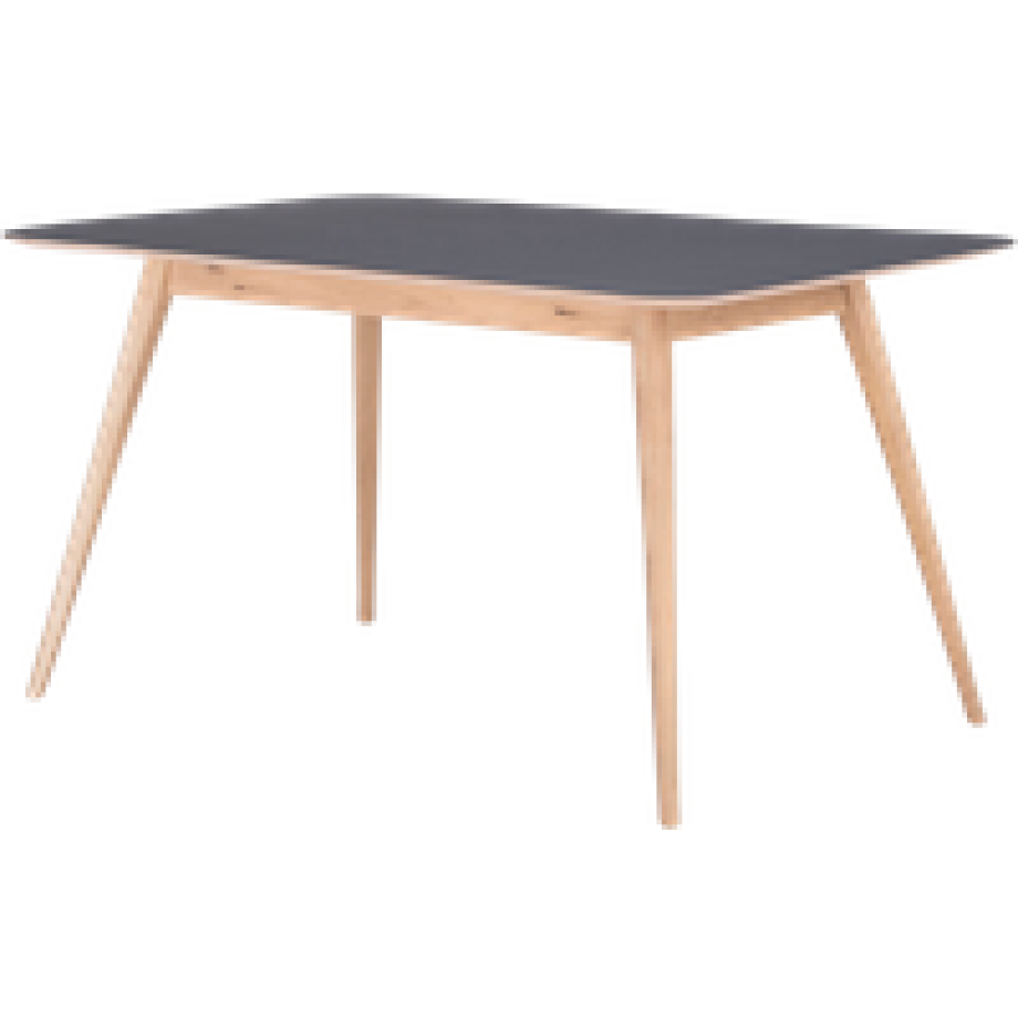 Stafa table houten eettafel whitewash - met linoleum tafelblad nero - 180 x 90 cm afbeelding 1