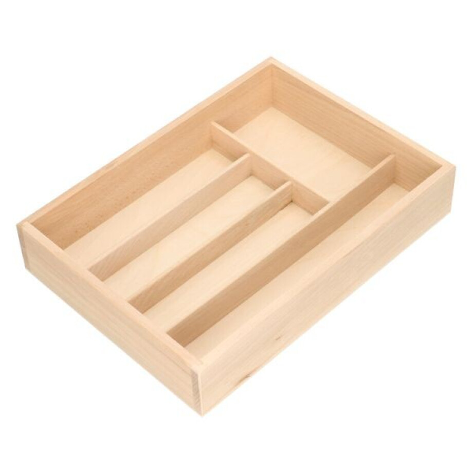 Bestekbak met 5 vakken, beukenhout, 34 x 24,5 cm afbeelding 