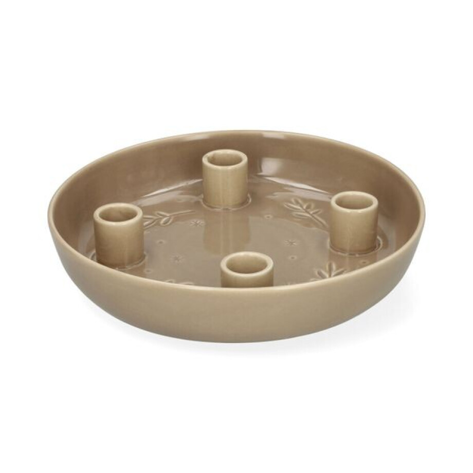 Kaarsenhouder voor 4 kaarsen, porselein, lichtbruin, 23 cm afbeelding 1