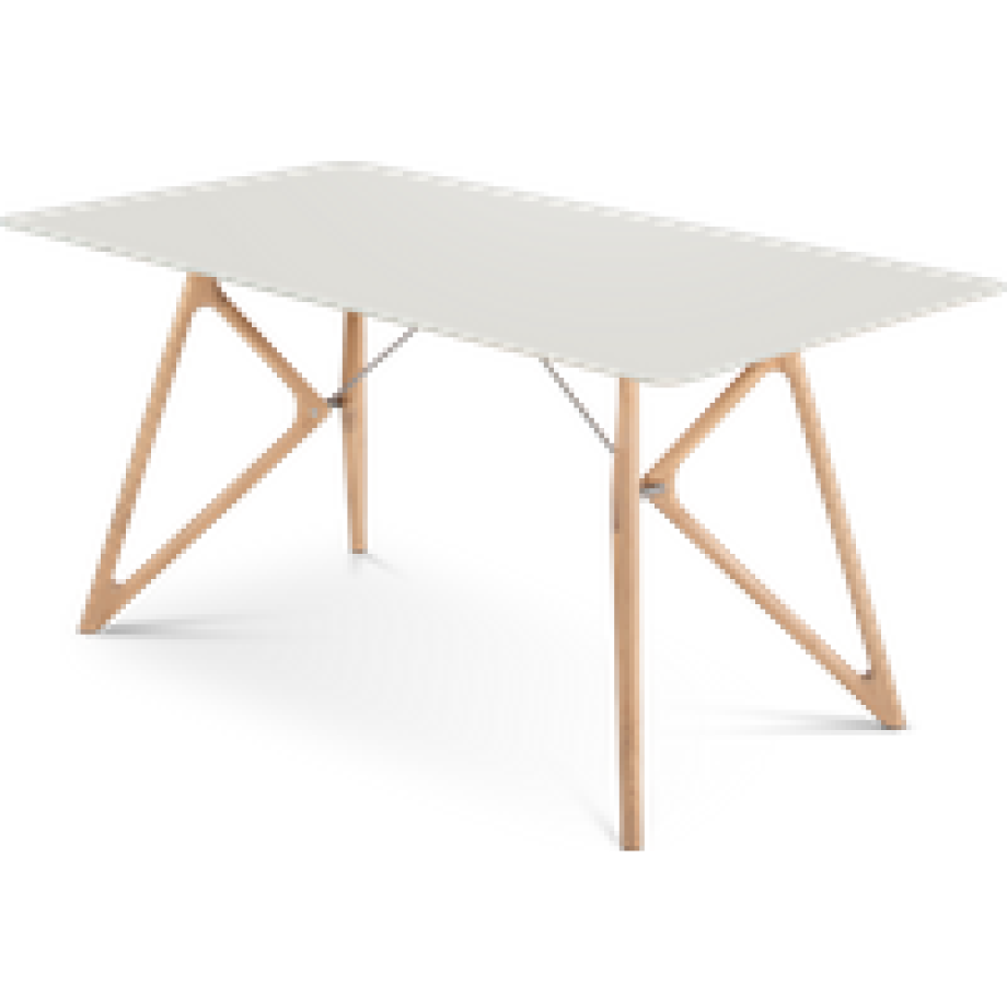 Tink table houten eettafel whitewash - met linoleum tafelblad mushroom - 160 x 90 cm afbeelding 1