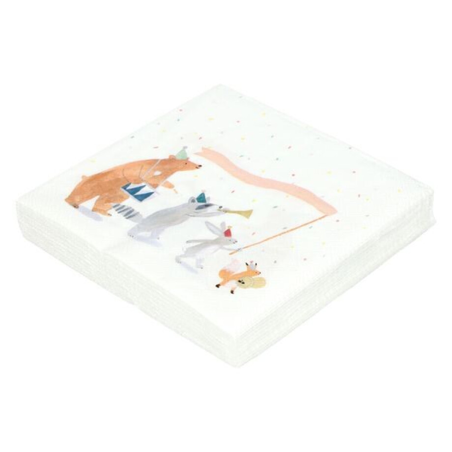 Servetten, papier, muziek diertjes, 33 x 33 cm, 20 stuks Servetten, papier, muziek diertjes, 33 x 33 cm, 20 stuks afbeelding 1