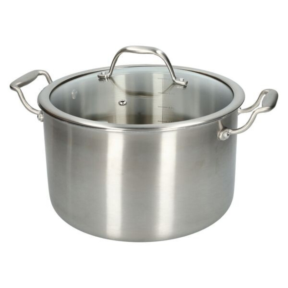 Kookpan met glazen deksel, 3-laags, rvs, PFAS-vrij, Ø24 cm afbeelding 