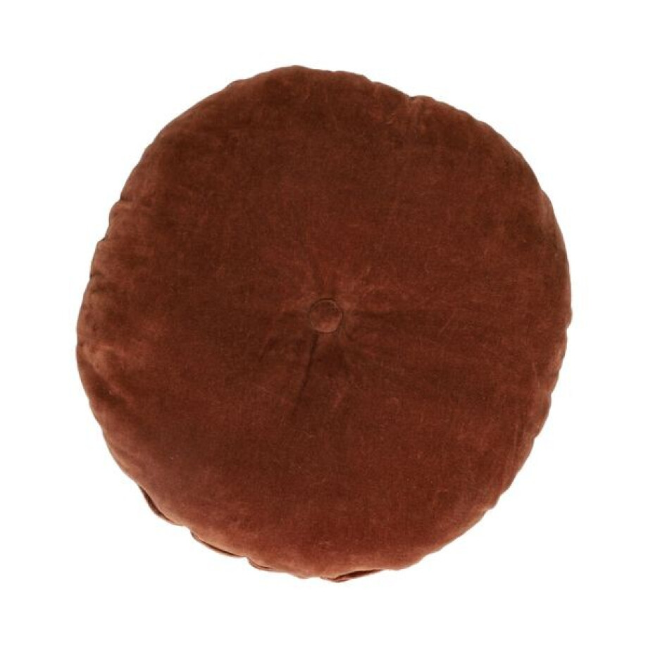 Velours kussen, bio-katoen, donkerbruin, rond, Ø 40 cm Velours kussen, bio-katoen, donkerbruin, rond, Ø 40 cm afbeelding 1