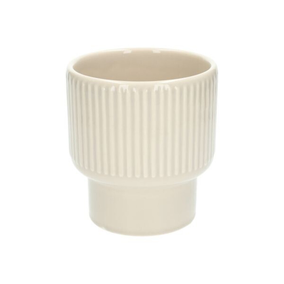 Bloempot, aardewerk, geribbeld, lichtbeige,Ø14 X H15 cm Bloempot, aardewerk, geribbeld, lichtbeige,Ø14 X H15 cm afbeelding 1