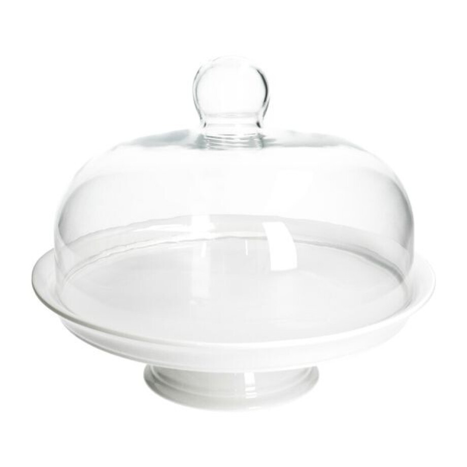 Taartplateau, porselein, met glazen stolp,Ø 30 cm Taartplateau, porselein, met glazen stolp,Ø 30 cm afbeelding 1