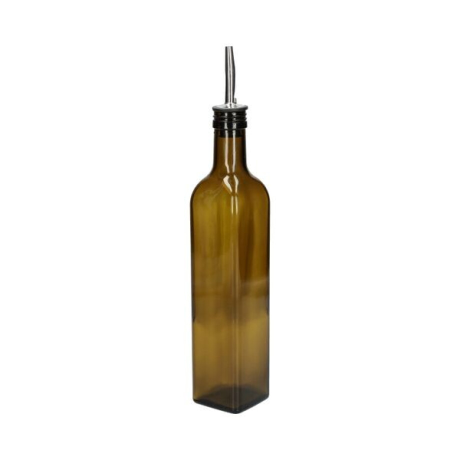 Olie/azijnfles, olijfgroen glas, vierkant, 500 ml Olie/azijnfles, olijfgroen glas, vierkant, 500 ml afbeelding 1