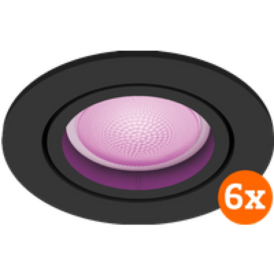 Philips Hue Centura inbouwspot White and Color - rond - Zwart - 6-pack Philips Hue Centura inbouwspot White and Color - rond - Zwart - 6-pack afbeelding