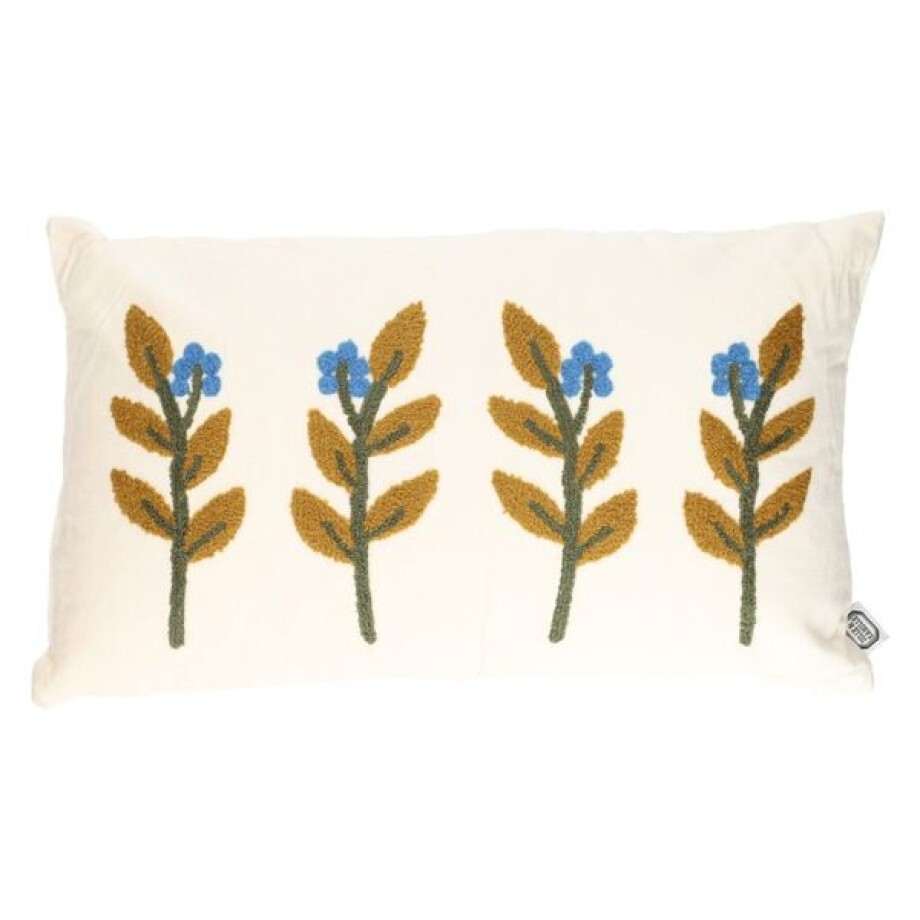 Velours kussen, bio-katoen, takjes, off white, 30 x 50 cm Velours kussen, bio-katoen, takjes, off white, 30 x 50 cm afbeelding 1